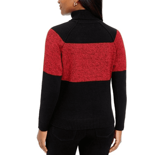 KAREN SCOTT Women's Red Color Block Long Sleeve Sweater Petites Size: PM - Image 2