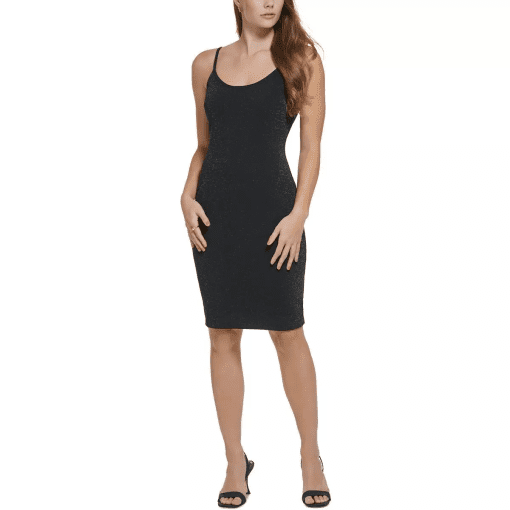 Calvin Klein Women's Lurex Scoop-Neck Sheath Dress - Black Silver 14 - Image 2