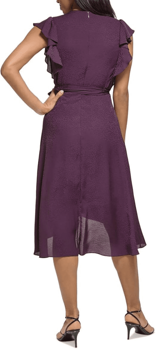 DKNY Purple Flutter Sleeve Midi Dress - Women's Size 2 - Cocktail Dress - Image 3