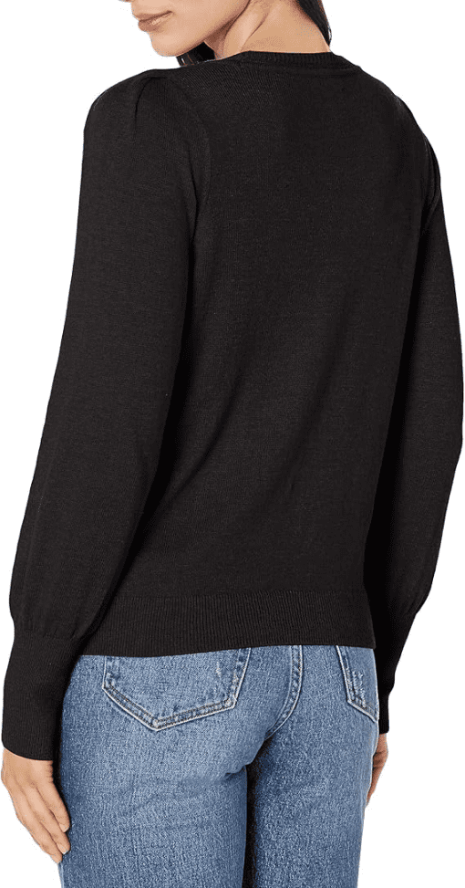 Anne Klein Puff-Shoulder Cashmere Blend Sweater - Anne Black XXL - Image 2