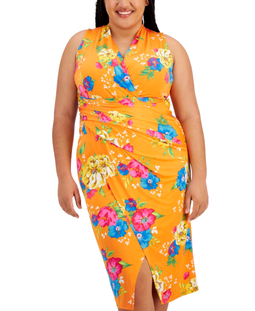 Rachel Rachel Roy Plus Size Printed Faux-Wrap Sleeveless Dress - Image 2