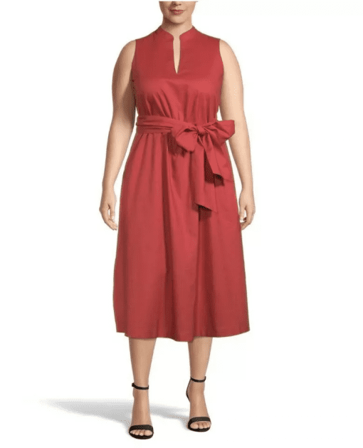 Anne Klein Women's Dress Cinnamon Red Size 3X Plus A-Line Belted 3X - Image 2