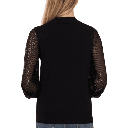 CeCe Women's Cotton Sequins Pullover Sweater XS - Image 3