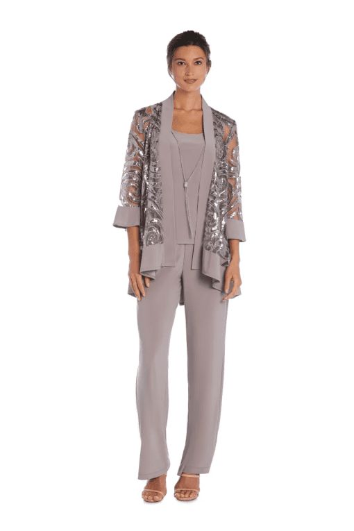 R & M Richards Taupe 2-Piece Pant Suit Size 6 Mother of Bride - Image 2