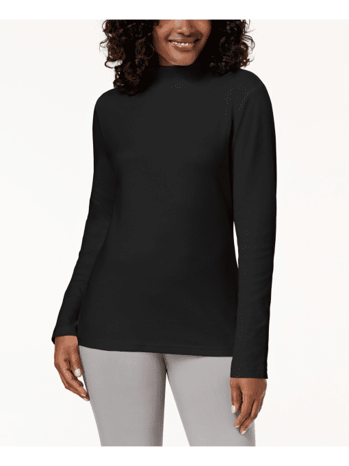 Karen Scott Mock-Neck Top, - Deep Black M - Image 2