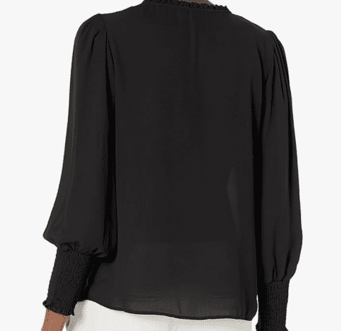 1.state Women's Pleated Yoke Split Neck Top - Rich Black S - Image 2