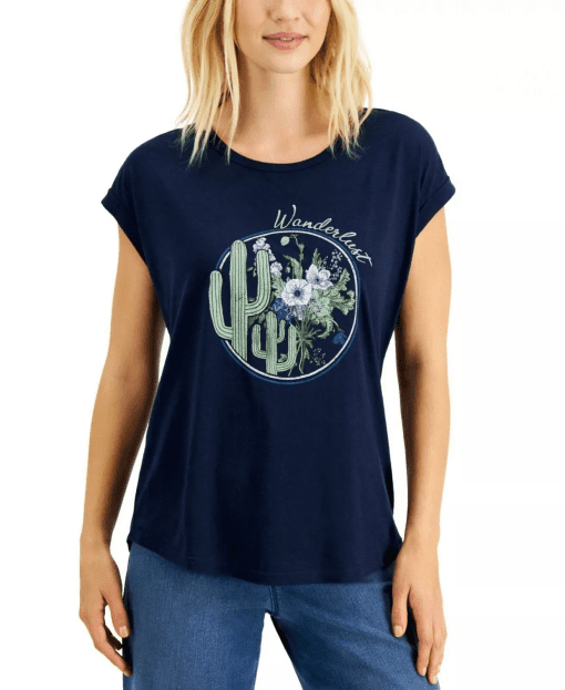 Style & Co Navy XXL Women's Tee Shirt - Graphic Print Top - Image 2