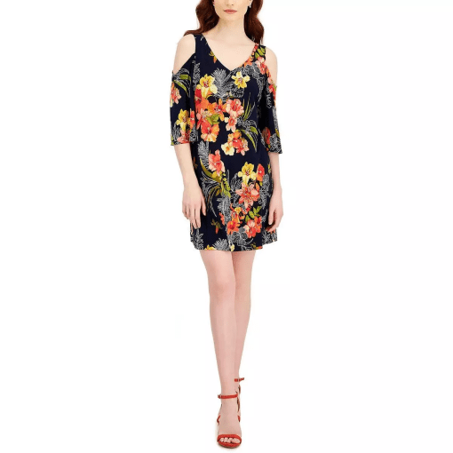 Connected Apparel Women's Petites Cocktail MIDI Fit & Flare Dress 4P - Image 2