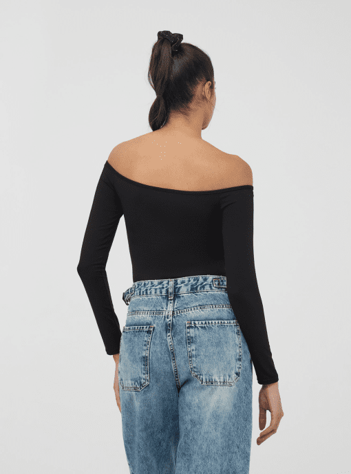 Bar Iii Women's Off-the-Shoulder Cropped Cutout Top, - Deep Black M - Image 3