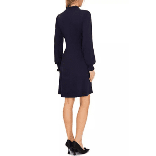 CeCe Women's Long Sleeve Smock Cuff Mock Neck Sweater Dress - Classic Navy S - Image 3