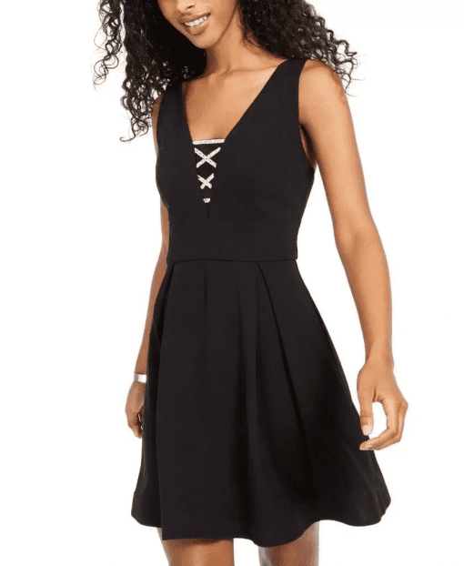 Teeze Me Juniors' Embellished Fit & Flare Dress  11 - Image 2