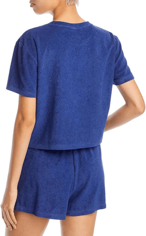 WAYF Terry Cloth Crop Top - Blue, Small - Women's Shirts - Image 3