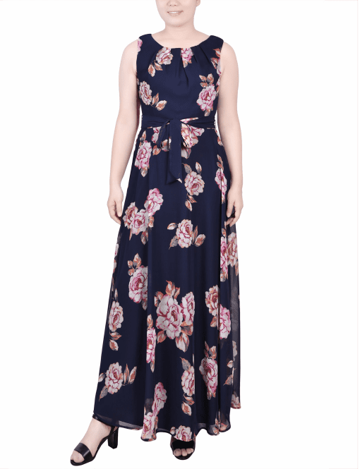 Ny Collection Petite Sleeveless Belted Chiffon Maxi Dress L - Image 2