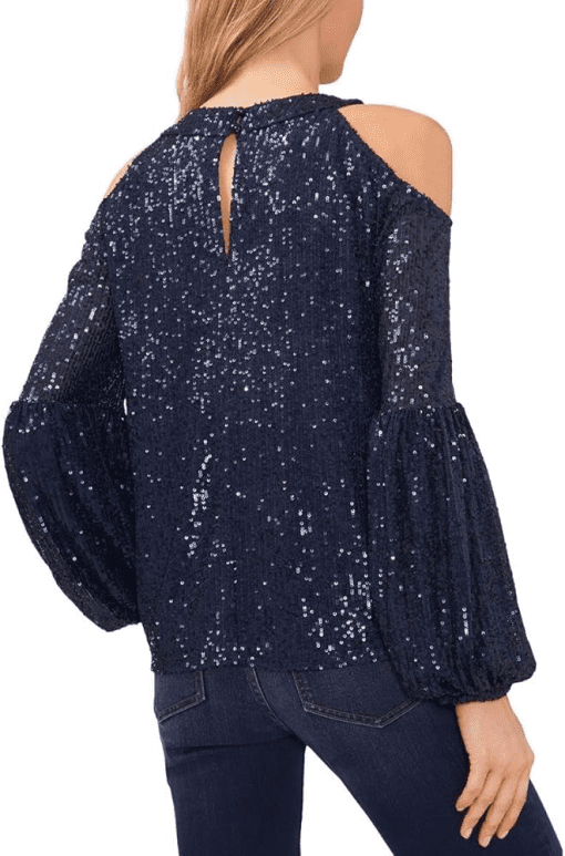 CeCe Women's Sequined Cold Shoulder Blouse XL - Image 2