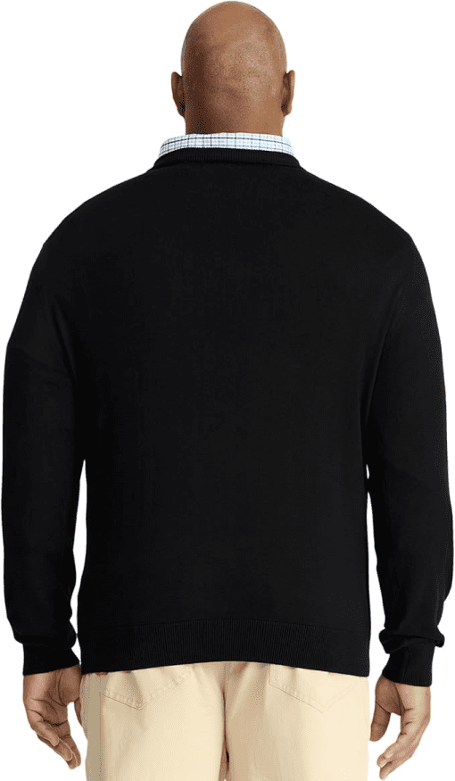 IZOD Men's Big and Tall Premium Essentials Solid V-Neck Sweater, Black, 3X-Large Tall 3X - Image 2