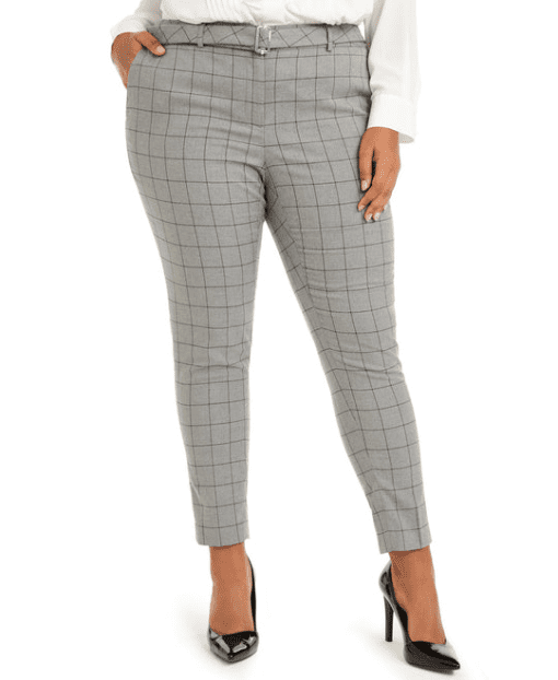 Calvin Klein Plus Size Windowpane Slim-Leg Ankle Pants 20W - Image 2