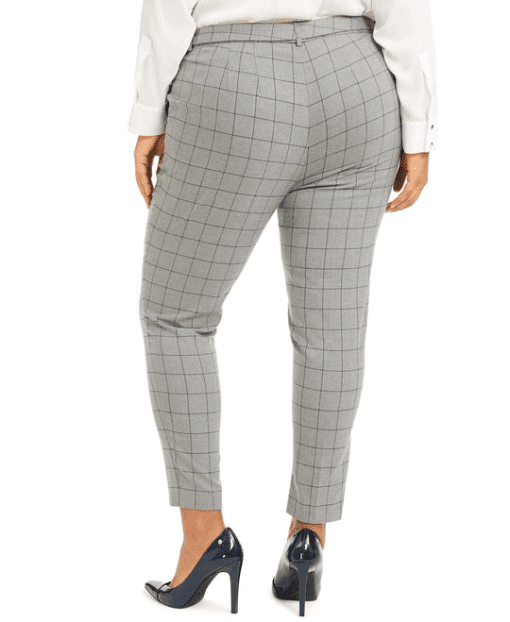 Calvin Klein Plus Size Windowpane Slim-Leg Ankle Pants 20W - Image 3