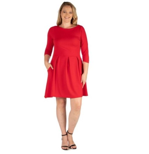 24seven Red Fit & Flare Dress Plus Size Cocktail Party