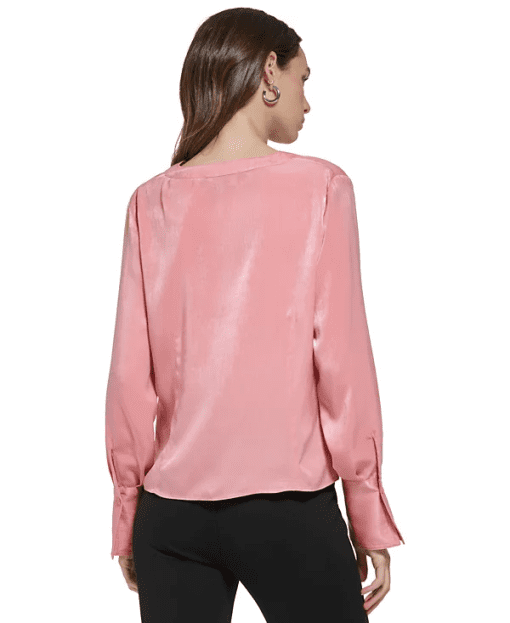 DKNY Women's Satin V-Neck Blouse XS - Image 2