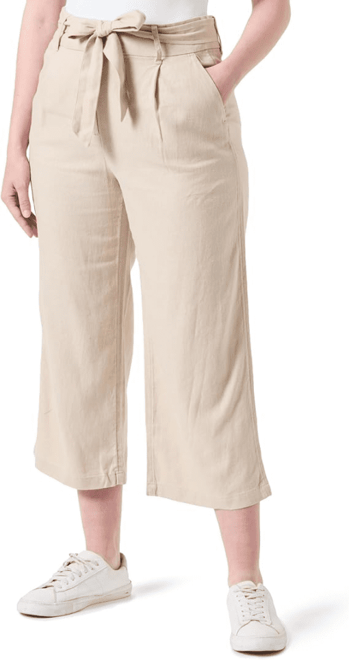 BAR III Women's Beige Pocketed Straight Cropped High Waist Pants Plus 22W - Image 2