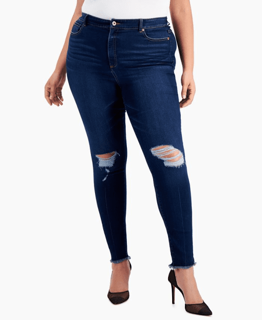 INC Plus Size Dark Wash Ripped Skinny Jeans - 24W - Women's Denim - Image 2