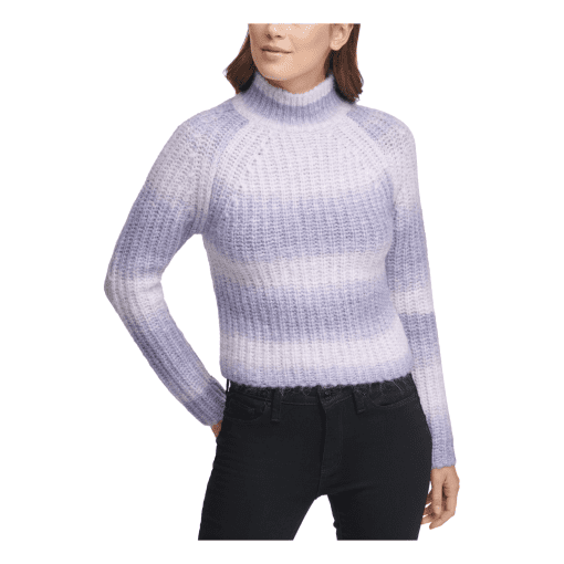 DKNY Women's Stripe Pullover Sweater Purple X-Small - Image 2