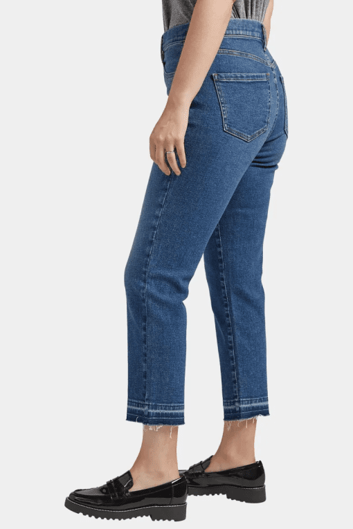 GLORIA VANDERBILT Women's Navy Stretch Zippered Pocketed High-rise Slim Cropped Straight Leg Jeans 6 - Image 4