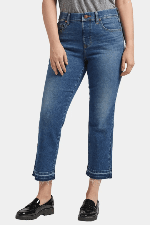 GLORIA VANDERBILT Women's Navy Stretch Zippered Pocketed High-rise Slim Cropped Straight Leg Jeans 6 - Image 2