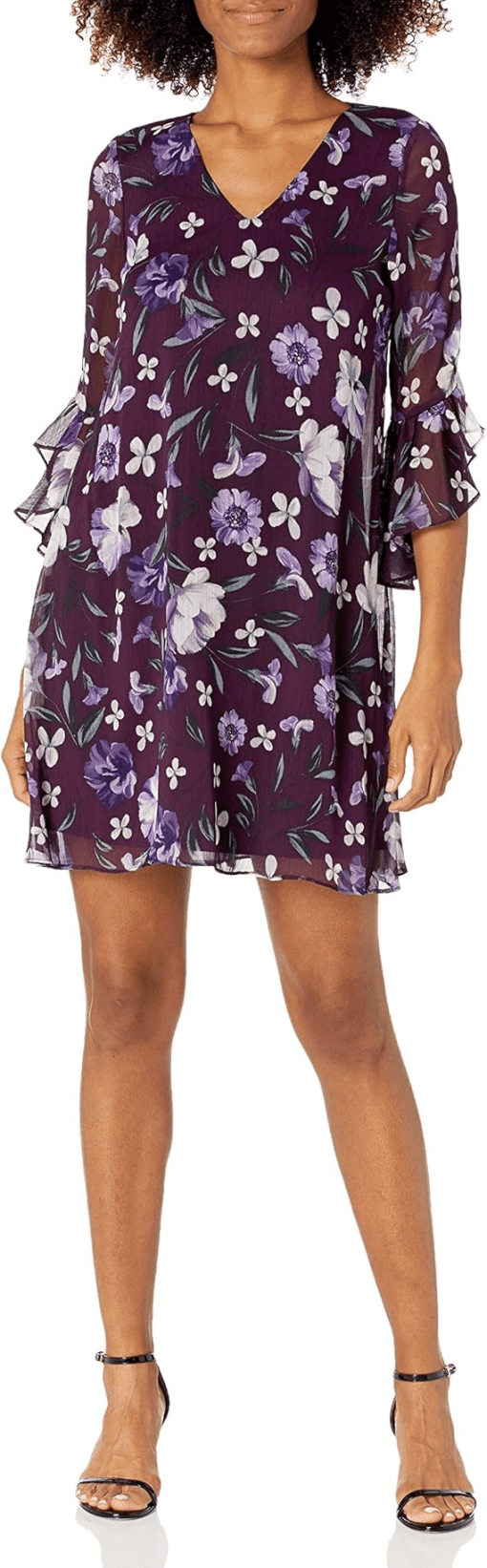 Calvin Klein Women's Shift Dress Sheer Floral - Aubergine 6 - Image 2