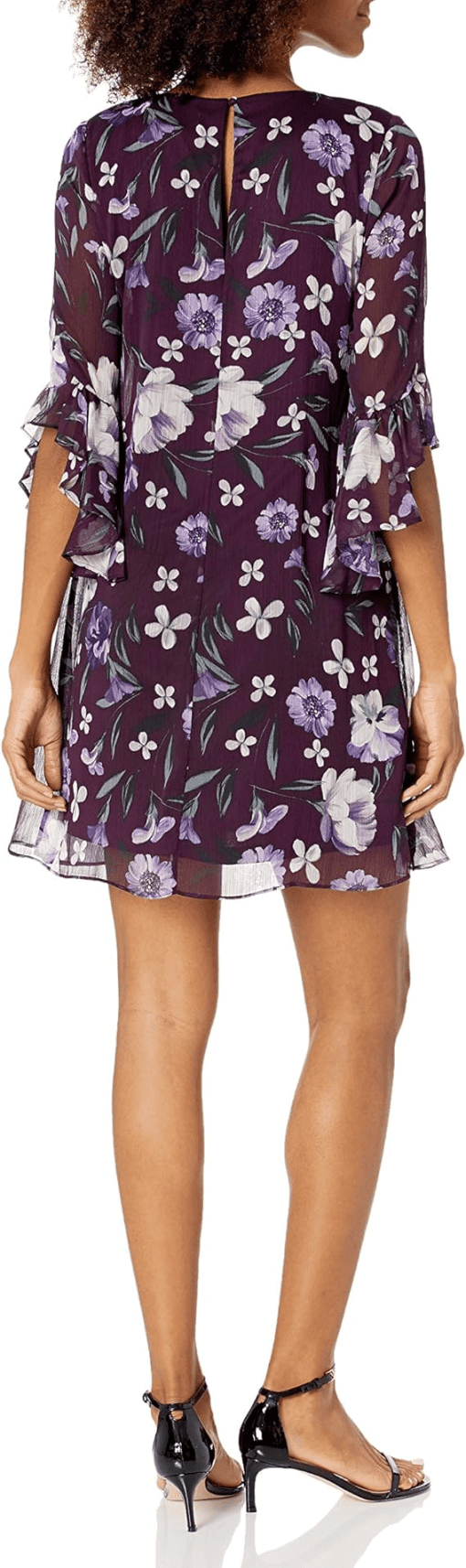 Calvin Klein Women's Shift Dress Sheer Floral - Aubergine 6 - Image 3