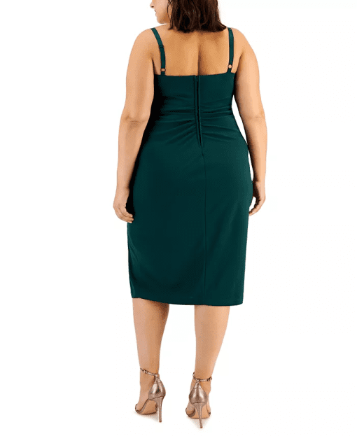 Emerald Sundae Women's Plus Ruched Drapey MIDI Dress 18 - Image 3