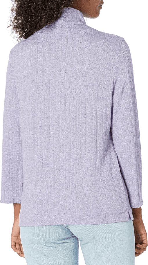 JONES NEW YORK Women's Purple Heather 3/4 Sleeve Mock Neck Top XL - Image 2