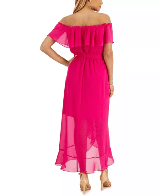 SLNY Women's Chiffon Belted Maxi Dress 14 - Image 3