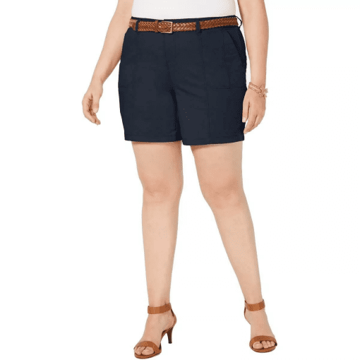 STYLE & COMPANY Womens Navy Belted Shorts Plus Size: 22W - Image 2