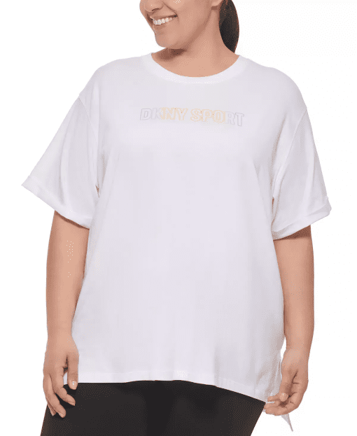 Dkny Sport Plus Size Ombre Logo T-Shirt - White/Zest 1X - Image 2