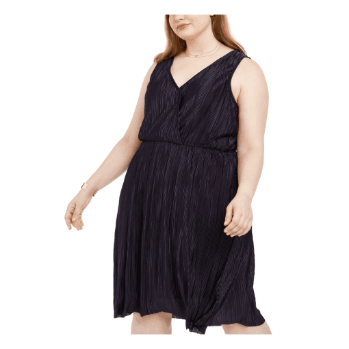 Love Squared Women's Plus Pleated Surplice Cocktail Dress Navy 2X - Image 4