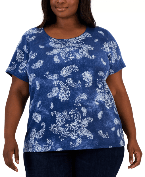 Karen Scott Women's Paisley-Print Relaxed Scoop-Neck Top, XL - Image 2