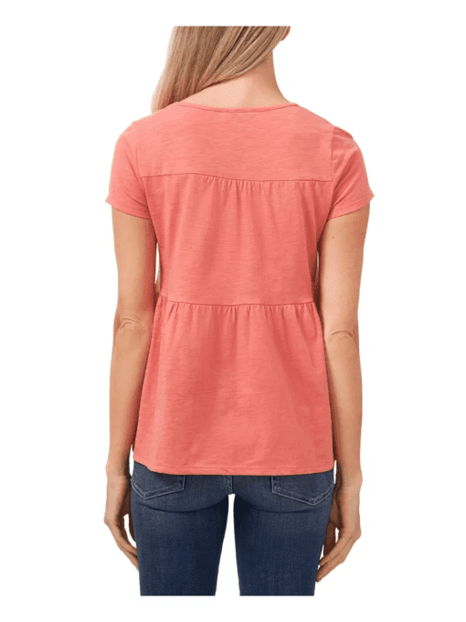 CECE Women's Coral Cotton Blend Short Sleeve Crew Neck T-Shirt S - Image 3