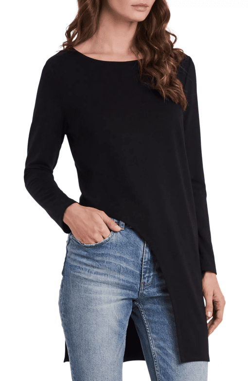 VINCE CAMUTO Women's Black Cut Out Darted Asymmetrical Long Sleeve Round Neck Tunic Top S - Image 2