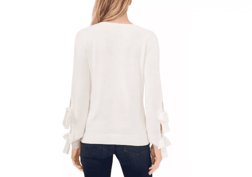 CeCe Tie-Sleeve Sweater - Antique Whit S - Image 3