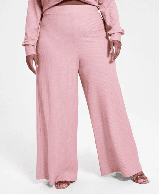 Nina Parker Trendy Plus Size Textured Knit Wide-Leg Pants 2X - Image 2