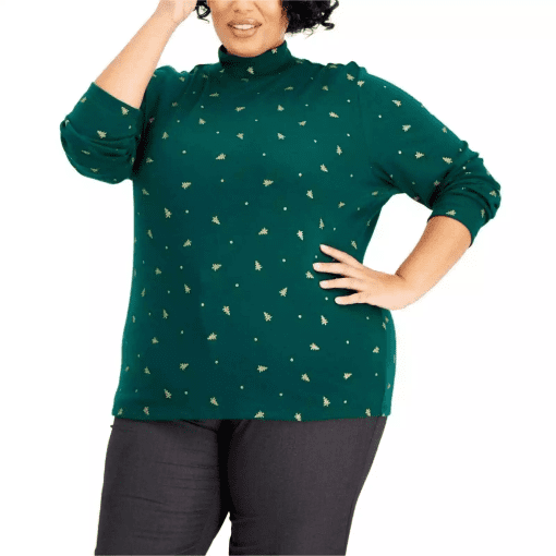 Karen Scott Plus Size Metallic Tree-Print Top, 3X - Image 2