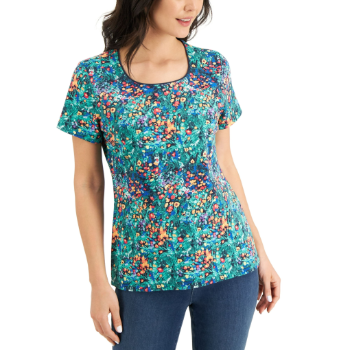 Karen Scott Plus Size Garden Delight T-Shirt 1X - Image 2