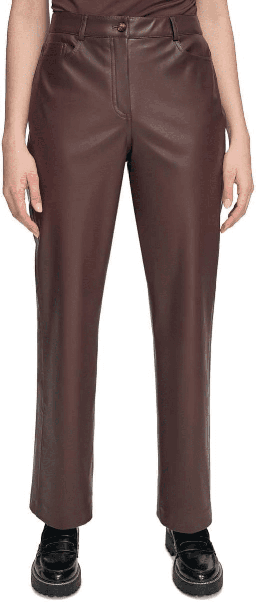 Calvin Klein Women's X-Fit Faux Leather Pants - Coffee Bean 10 - Image 2