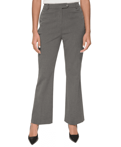 Variable Calvin Klein Petite Mid-Rise Pinstripe Pants - Charcoal/Cream - Image 2