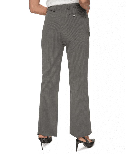 Variable Calvin Klein Petite Mid-Rise Pinstripe Pants - Charcoal/Cream - Image 3