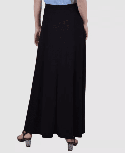 Ny Collection Petite Solid Maxi Skirt with Sash Waist Tie - Black PXL - Image 2