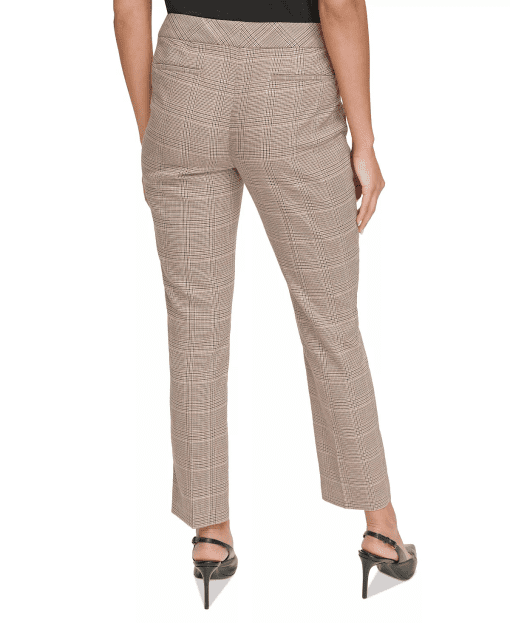 Calvin Klein Petite Plaid Ankle Pants - Luggage Multi - Women's Trousers - Image 3