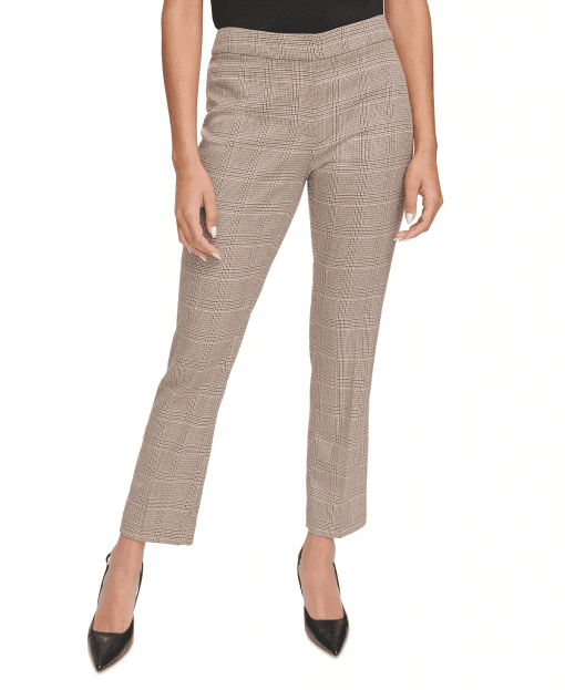 Calvin Klein Petite Plaid-Print Slim-Leg Ankle Pants - Luggage Multi 6P - Image 2