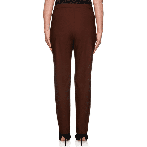 Alfred Dunner Petite Classics Tummy-Control Pull-on Straight-Leg Pants, Petite Short - Brown 12P - Image 3